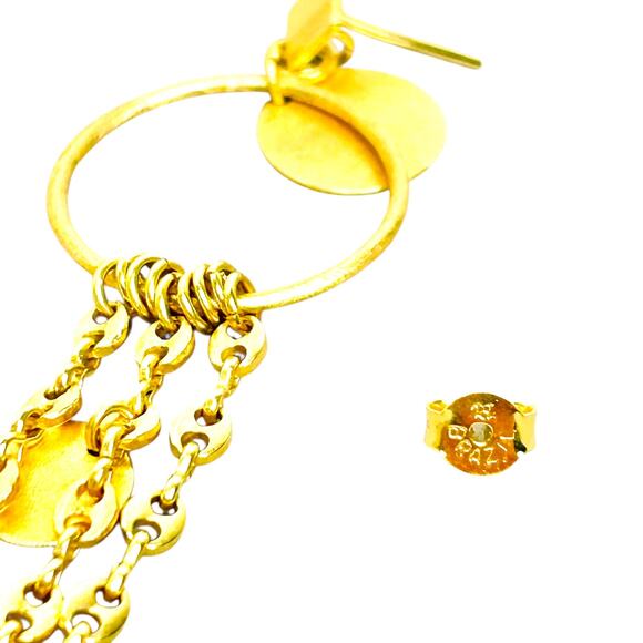 RL Brazil Gold Tone Long Dangle Discs Earrings - Picture 4 of 4